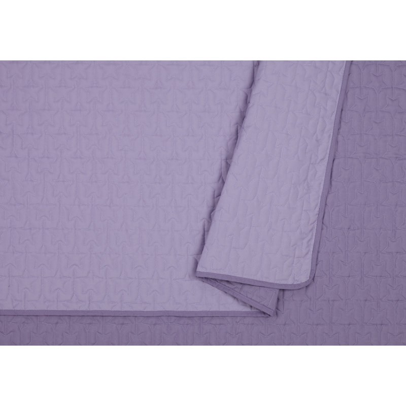 Coty Star Stitched Reversible Microfiber Quilt Set, Purple, Twin