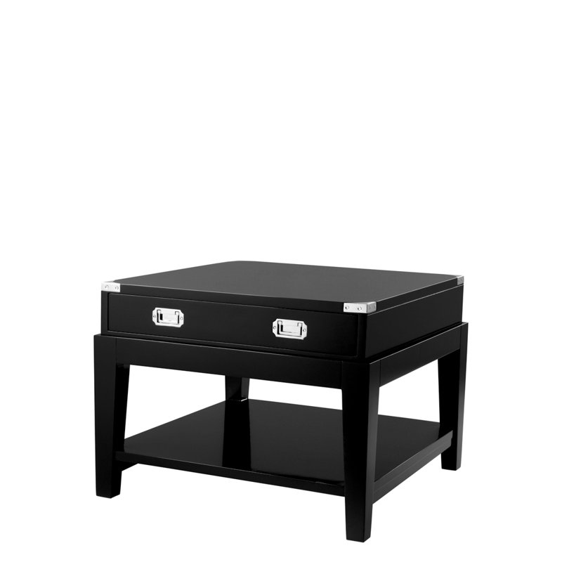 Brompton Solid Wood End Table, Black/Nickel