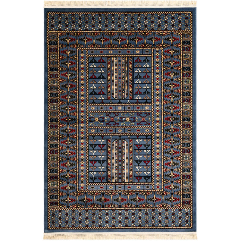 Tapis bleu Aucun, Rectangle 6 pi 1 po x 9 pi