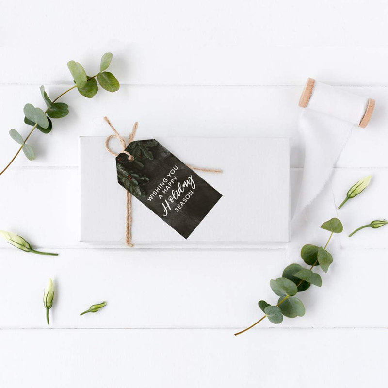  Étiquettes à cadeaux de Noël, paquet de 60 branches vertes