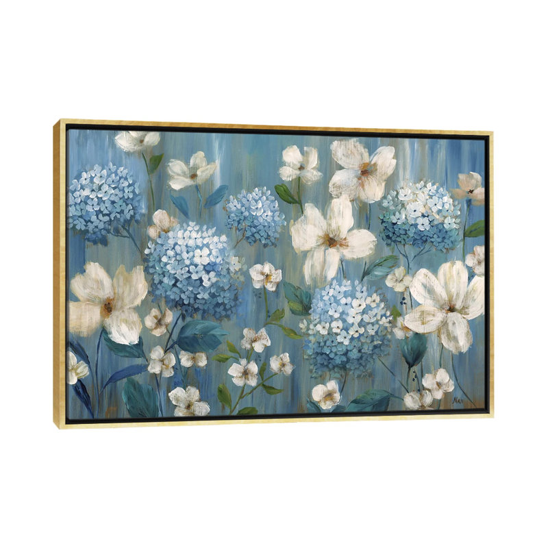 " Very Berry Blues " by Nan, Gold Frame, No Matte, 18" H x 26" W x 1.5" D