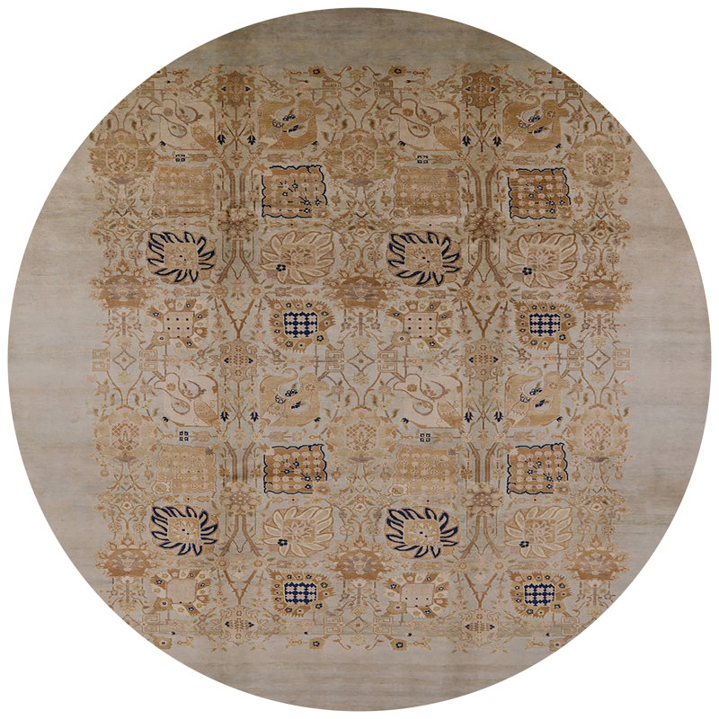 Tapis oriental beige / gris, Rond 7 pi