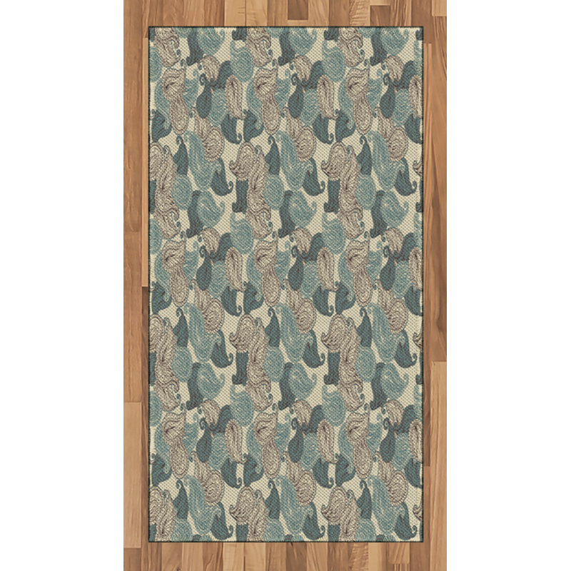 Paisley High Density Long Fiber Poly Threads Decorative Area Rug Carpet, Rectangle 2'7" x 5'