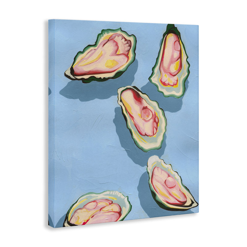 "Bold Oysters on Blue", art mural par Grace Popp, H 30 po x l 24 po