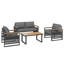 Outdoor Conversation Set 4 Places With 1 Sofa, 2 Chairs And 1 Coffee Table Grey