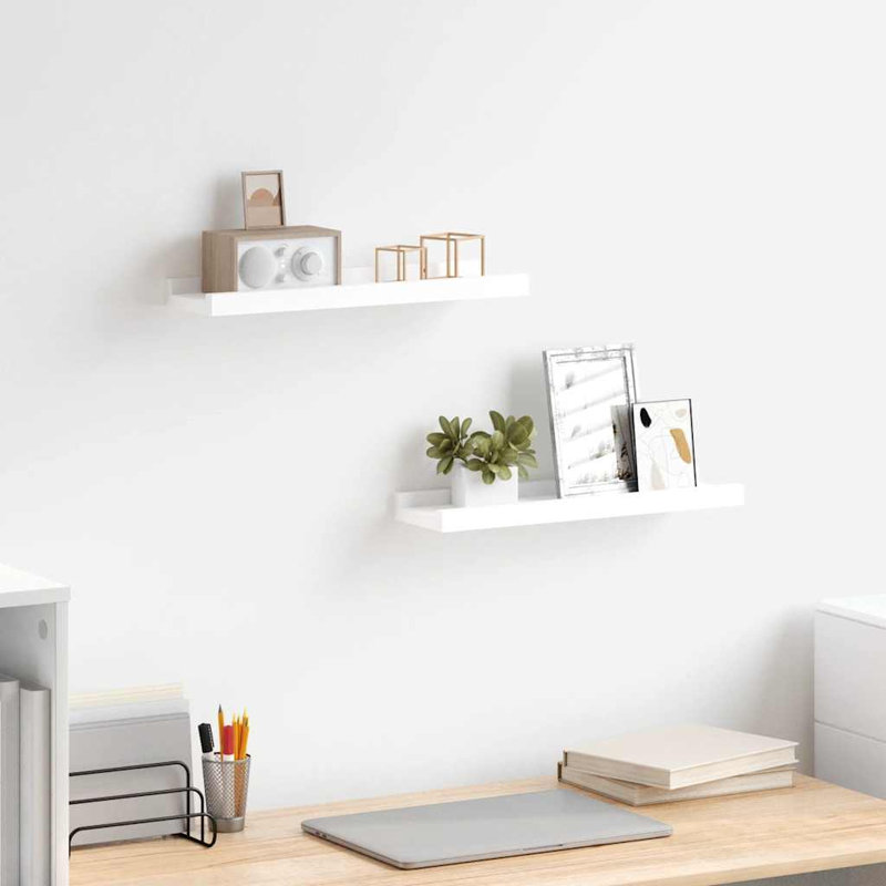 Wall Shelf Floating Shelf Wall Mounted Display Shelf for Photo Frame, White, 1.2" H x 15.7" W x 3.5" D