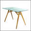 Bureau d'ordinateur moderne en verre trempé avec base en bois d'acacia pour la maison et le bureau, poste de travail durable et élégant