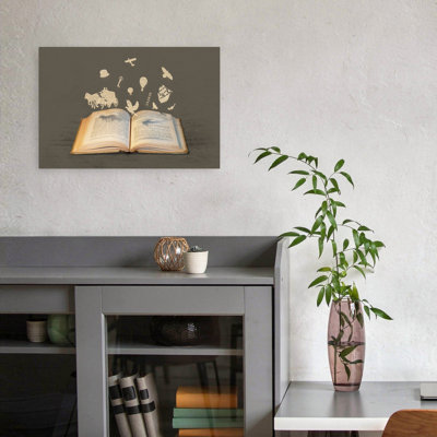 Book Of Imagination Surreal Contemporary Fly Wall Art Print by Florent Bodart - Wrapped Canvas Print