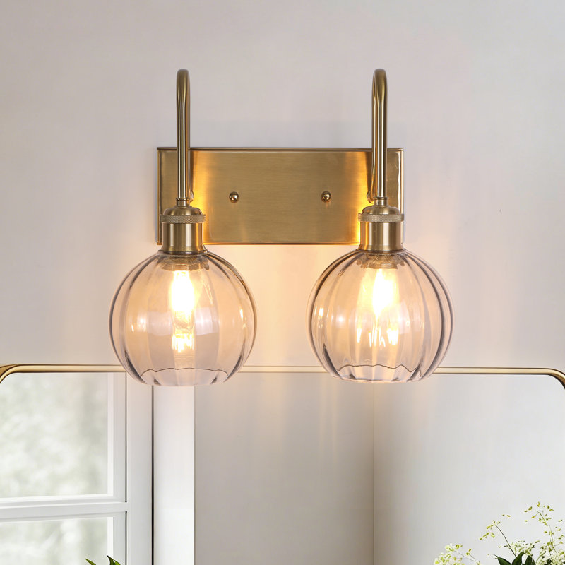 2-Light Dimmable Globe Vanity Light, Brushed Gold