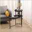 2 niveaux en métal noir Table basse en bois pour le salon - Gain de place et amp; Assemblage facile