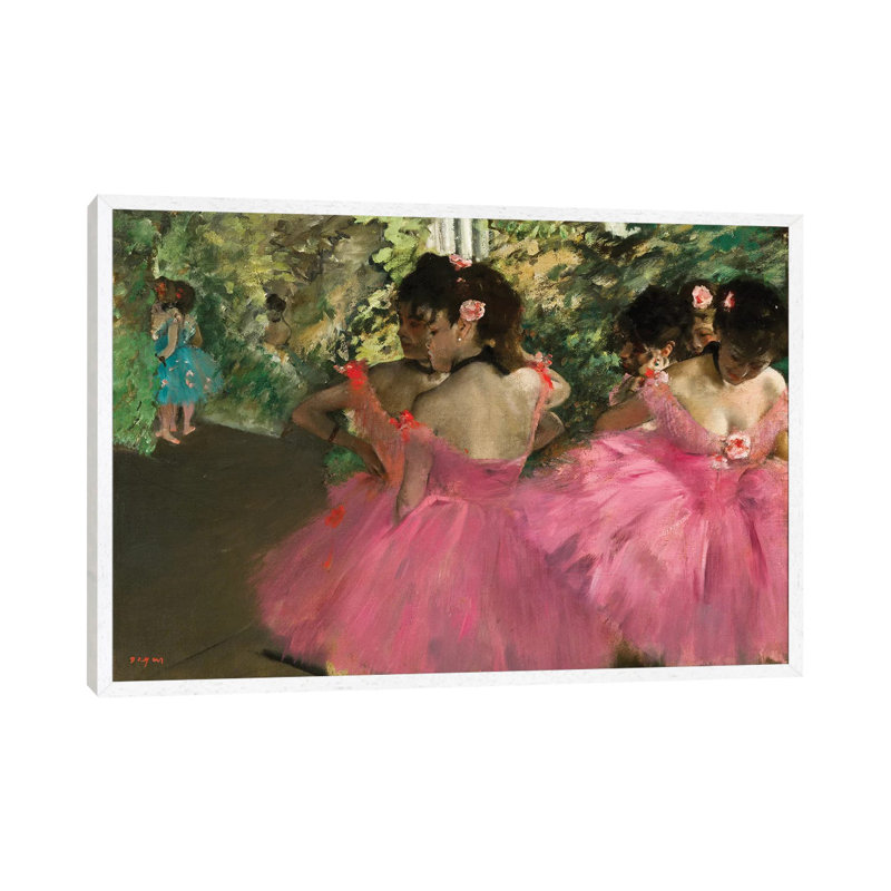 Ballerina In Red by Edgar Degas - Floater Frame Painting on Canvas, White, 66.04 cm H x 45.72 cm W