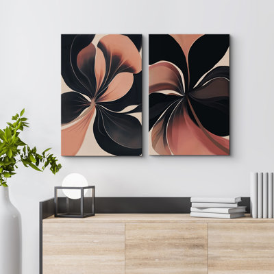Ensemble de 2 reproductions d'art abstrait sur toile à motif floral abstrait