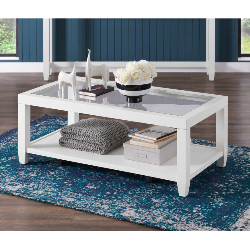 Arystan 4 Legs Coffee Table with Storage, White