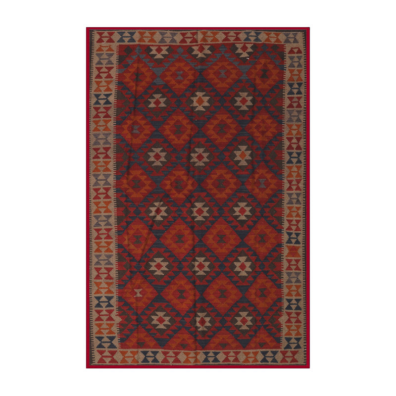 Tapis décoratif rouge de style sud-ouest Wurster, Rectangle 4 pi x 6 pi