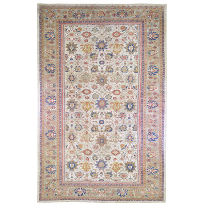One-of-a-Kind 12' x 21' Before 1900 Rectangle Cotton and Wool Area Rug in Blue and Red