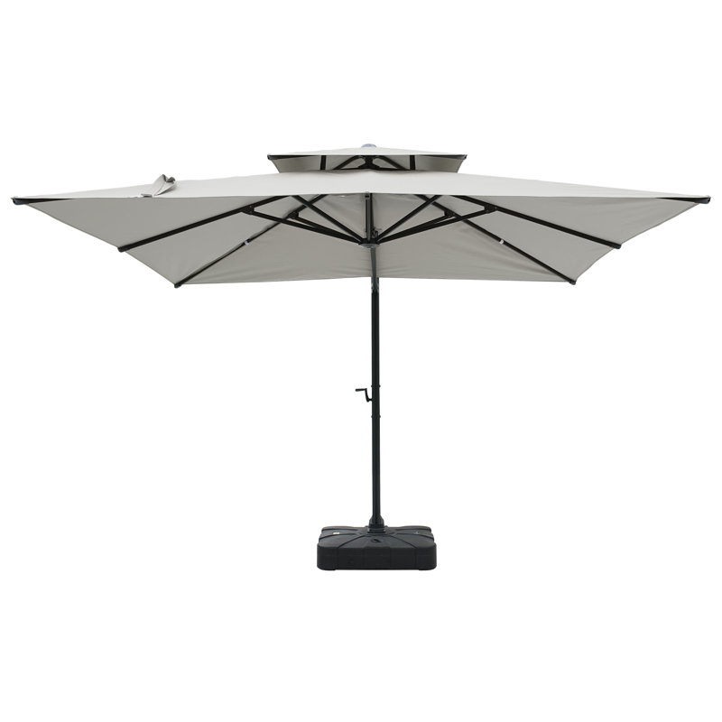 Parasol en porte-à-faux avec manivelle 118,11 po Kierson, contrepoids inclus, Gris
