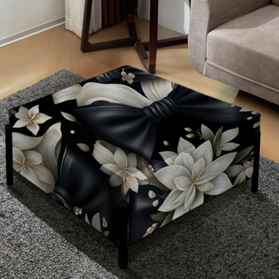 Tuxedo Tidings - Grand repose-pieds carré floral