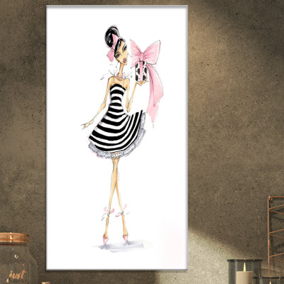 Reproduction d’art graphique sur toile tendue « girl tenant a gift »