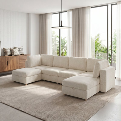 Canapé d'angle modulaire Nimbus avec rangement, ensemble de canapés convertibles 6 places