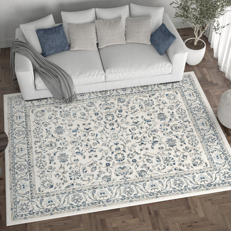 Briele Oriental Cream | Blue | Gray | Beige Area Rug, Rectangle 8'9" x 12'3"