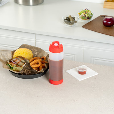  Plastic Squeeze Bottle 20 oz Refillable Condiment Bottle Large Valve Dishwashable Red Inverted Sauce Dispenser For Thick Condiments, Dressings, Batter, Sour Cream, And Syrups