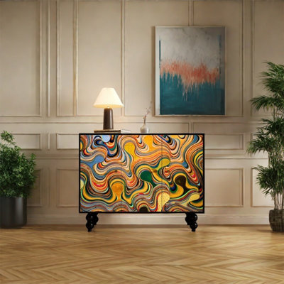 Armoire de rangement à trois portes avec design artistique