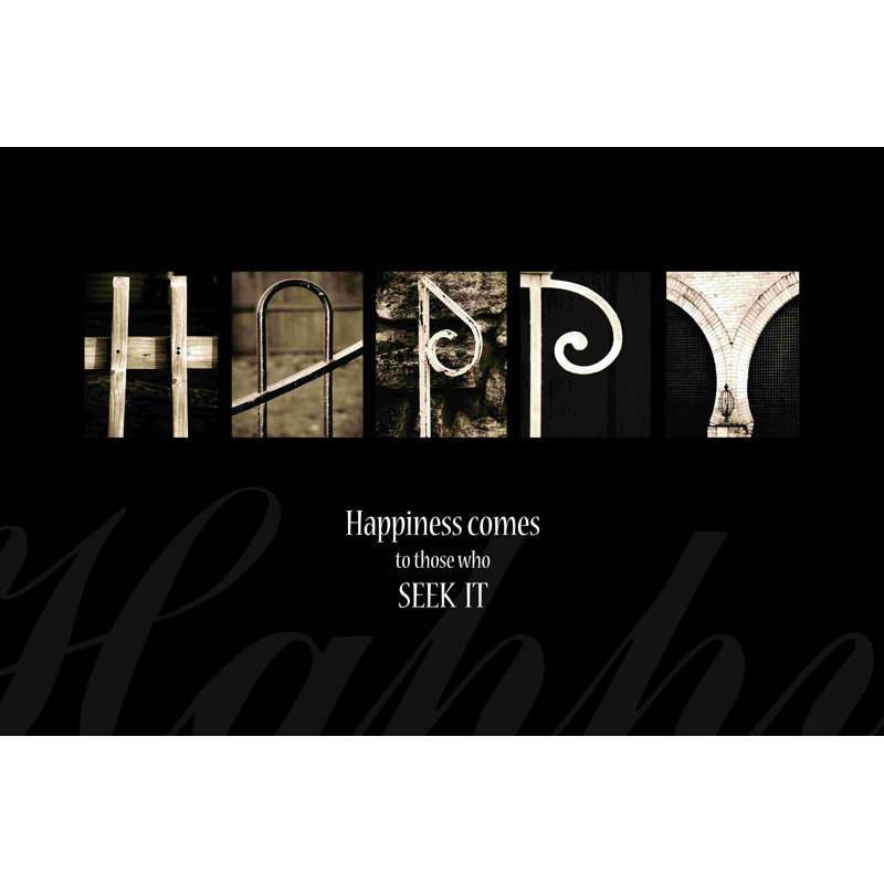 «Happy Photos», art textuel sur toile tendue, H 8 po x l 12 po