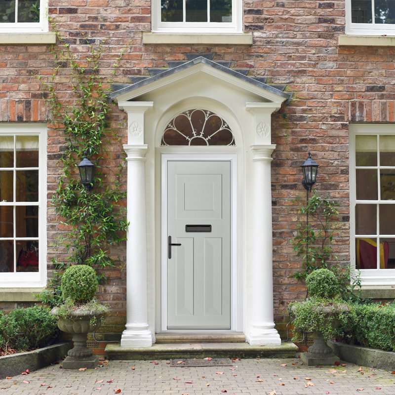 Crystal GRP Front door Eaton Solid Green 890mm x 2090mm Open in Left hand None Glass, 89mm x 209mm, Right, Agate Grey