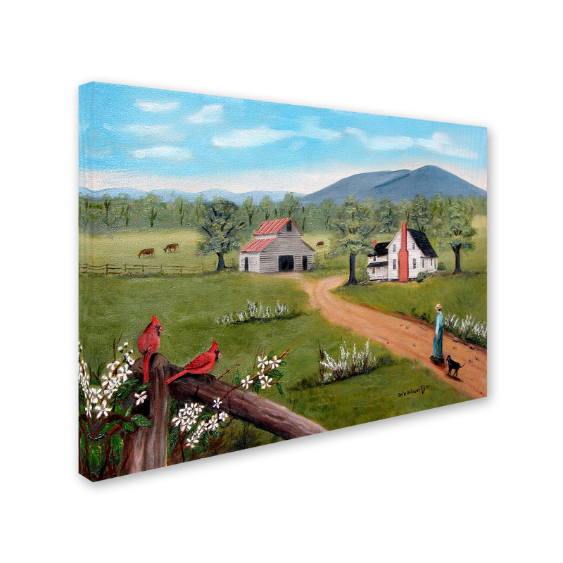 'Bakers Mtn And Cardinals' Print on Wrapped Canvas, 14" H x 19" W