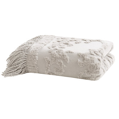 Gracie Mills Butler Bohemian Cotton Tufted Chenille Throw with Fringe Tassel 50" x 60"