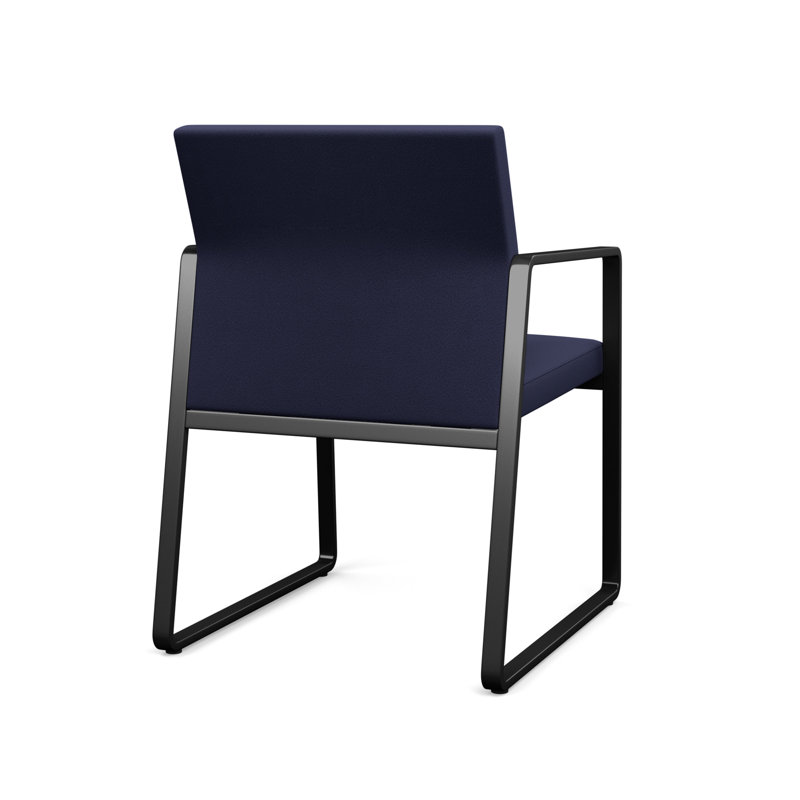 Chaise d'invité Gansett, Portes ouvertes en tissu bleu marine, Noir