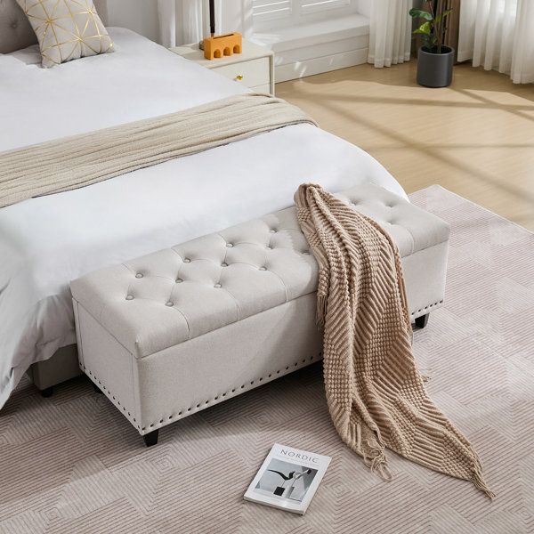 Espana 51’‘ Upholstered Tufted Storage Ottoman