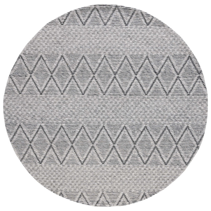 Marbella Hand Woven Wool And Cotton With Latex Geometric Rug, Round 6'