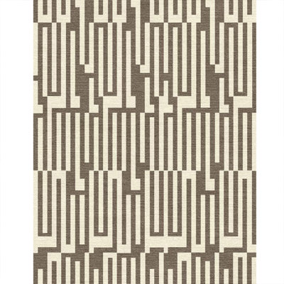 Tapis beige / brun en laine tissé à plat à la main à motif abstrait Alhambra