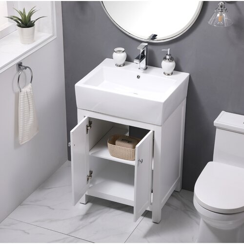 Sand & Stable Faryn 22.88'' Single Bathroom Vanity with Ceramic Top ...