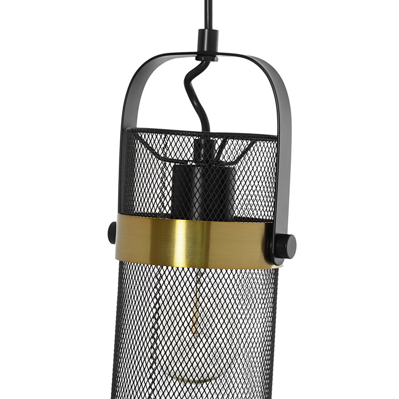 5.25"W Prendergast Black Painted Metal Mesh Drum Shade Pendant Light