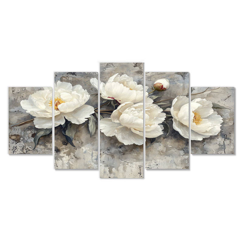 Fleur de pivoines avec rêverie en béton II - pivoines, art mural - art mural sur toile Tradit