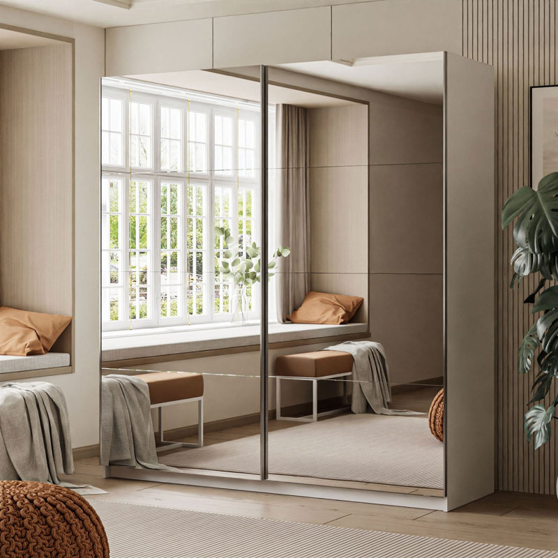 Laleh 2 Door Sliding Wardrobe, 215cm H x 194cm W x 62cm D