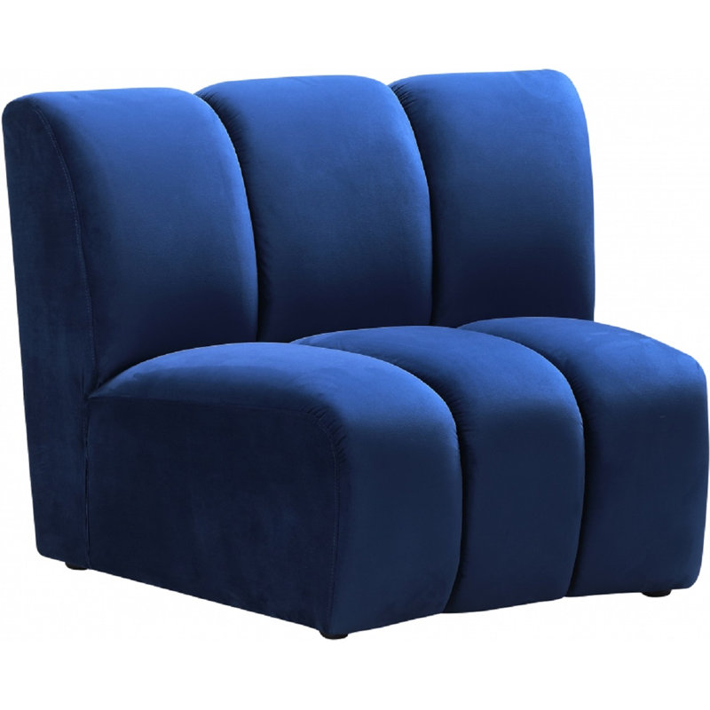 Dabir Velvet Slipper Chair, Navy Velvet