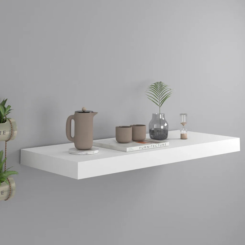 Artamas Floating Shelf, 3.8cm H x 23.5cm W x 60cm D, White