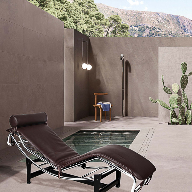 Fauteuil inclinable en cuir Kamare, Cuir véritable brun foncé