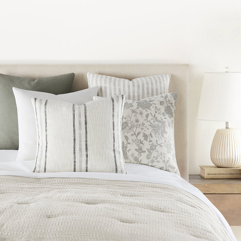 Gray Cotton Box-Shaped Throw Pillow Set