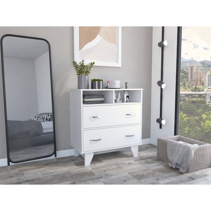 Commode double 8 tiroirs l 32 po, Blanc