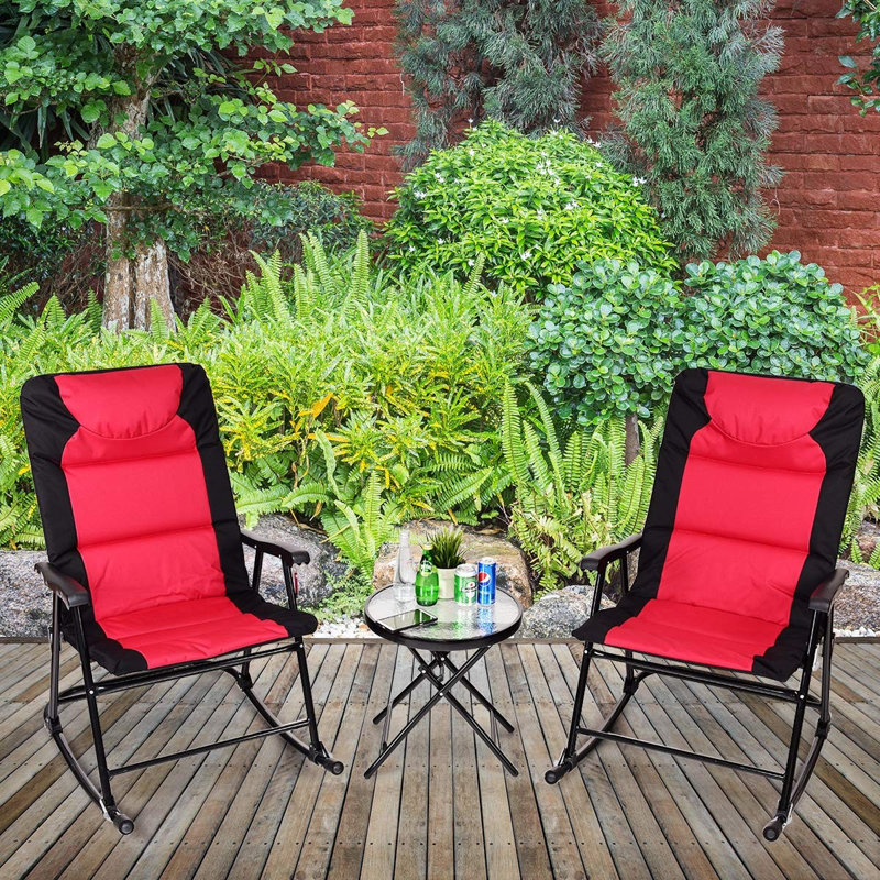 2 - Person Patio Conversation Set, Black/Red