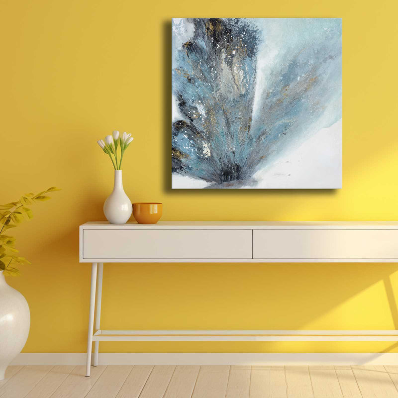 Blue Abstract Feather Burst Canvas Wall Art