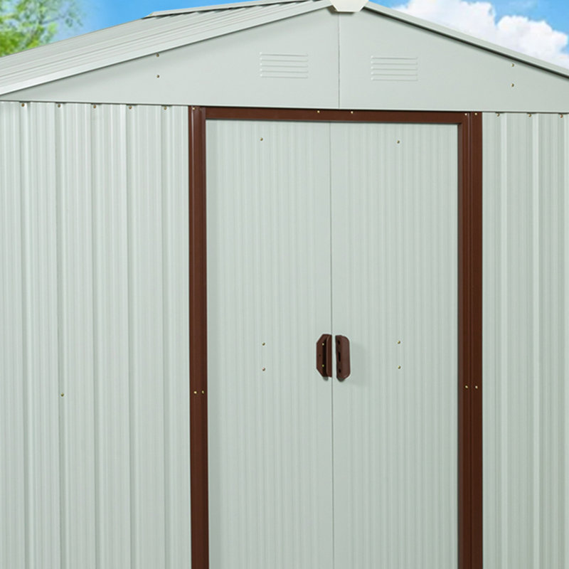 Metal Storage Shed, White, 72" H x 76.32" W x 51.6" D