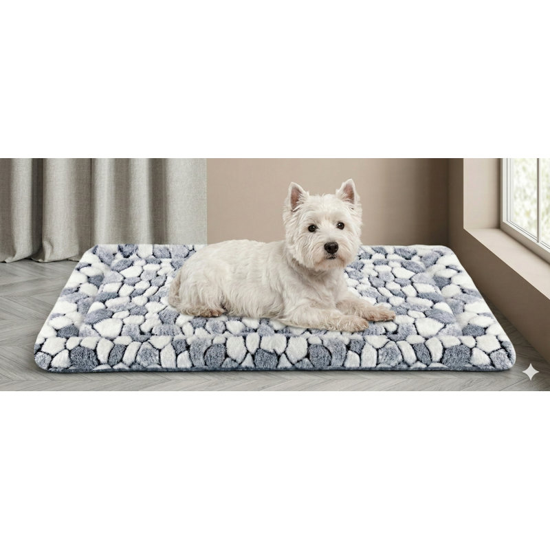 Tapis de caisse pour chien à double face avec fonctions froides et chaudes, tapis de repos pour petites caisses de chien, convient aux canines et aux félins, lit de caisse lavable à la machine, ton gris