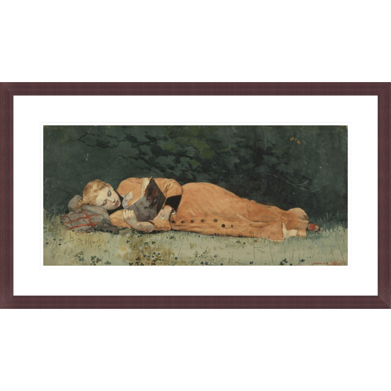 «The New Novel» par Winslow Homer, impression giclée sur cadre, H 17,1 po x l 29,5 po