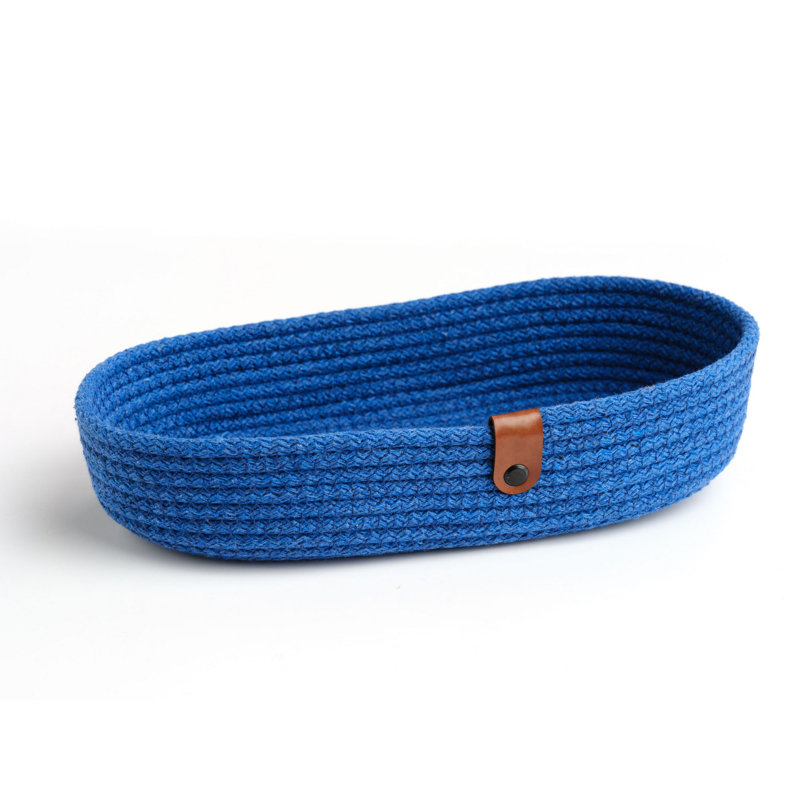 Latitude Run Cotton Decorative Basket, Blue