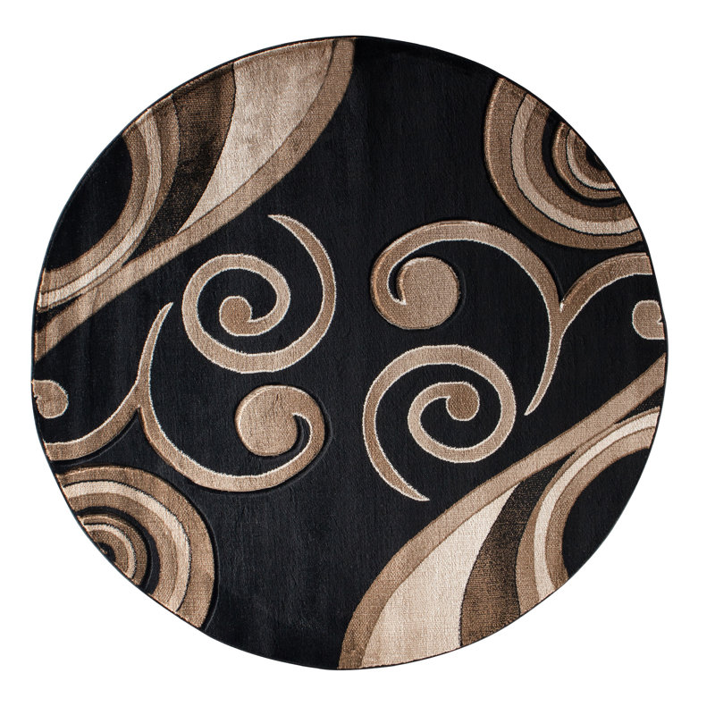 Tapis noir / brun Adonia, Rond 8 pi 1 po